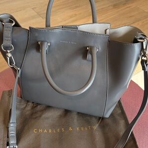 (90%New) Charles & Keith Elegant Gray Tote